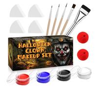Allony Maquillaje Joker, Pintura Cara Halloween, Joker Kit Maquillaje Halloween, Rojo Azul Blanco Negro Maquillaje Halloween Profesional, Halloween Carnaval Maquillaje Props Cosplay