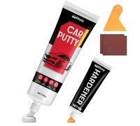 Allony Masilla de Carrocero Coche, 100g Reparador Plasticos Coche, Masilla Poliester, Masilla Fibra de Vidrio, 10g Endurecedor, Masilla Coche para Reparar Arañazos Rellenar Agujeros y Grietas