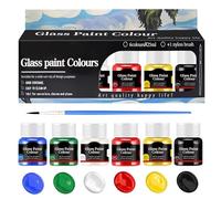 Allony Pintura para Cristal, 6 x 25ML Pintura Acrílica para Cerámica y Vidrio, Resistente al Agua, Ideal para Pintar Tazas, Jarrones y Cristales