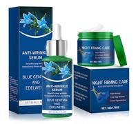 Allony Serum Facial Antiarrugas Enriquecido con Genciana y Edelweiss, Serum Facial Antiedad, Crema Antiarrugas Mujer, Piel Firme Serum Facial Mujer, Apto para Todo Tipo de Piel(30ml+50g)