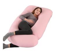 ALLOPERA, cojín de Embarazo 145 cm - Soporte para piernas, Espalda, Cuello, Hombros, Caderas, Abdomen para Mujeres Embarazadas, con Funda extraíble y Lavable de De Punto (Rosa)