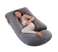 ALLOPERA, cojín de Embarazo 145 cm - Soporte para piernas, Espalda, Cuello, Hombros, Caderas, Abdomen para Mujeres Embarazadas, con Funda extraíble y Lavable de Terciopelo (Gris Oscuro)