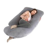 ALLOPERA, cojín de Embarazo 145 cm - Soporte para piernas, Espalda, Cuello, Hombros, Caderas, Abdomen para Mujeres Embarazadas, con Funda extraíble y Lavable de Terciopelo (Gris)