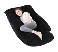 ALLOPERA, cojín de Embarazo 145 cm - Soporte para piernas, Espalda, Cuello, Hombros, Caderas, Abdomen para Mujeres Embarazadas, con Funda extraíble y Lavable de Terciopelo (Negro carbón)