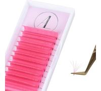 ALLOVE Extensiones de pestañas de colores Super Easy Fan Pink Volume Lash Extensions 0,05 mm D Curl 12 - 15 mm Cáscara Mixta Coloridas Pestañas Volume Pestañas de Volumen Autoabanico Accesorios de