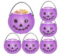 Alloween Bucket - 6 Pieces Pumpkin Basket, Halloween Pumpkin Bucket, Trick Or Treat Buckets Decorative Storage Jars for Kids Events Gathering Night Time Neighborhood School Daycare Centers Fall