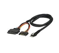 Allowish Cable Adaptador Mini Slim Line SAS SFF-8654 4I 38P a SAS 8639 U.2 con SATA15P (0.5m,Black)
