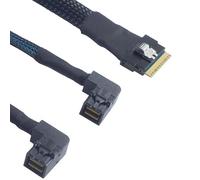 Allowish Cable de conexión Mini SAS Slim SFF-8654 8i 4.0 a 2 Puertos SAS SFF-8643 Curvado a la Derecha (0.8m,Black)