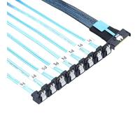 Allowish MCIO 74P 8X 8I SAS SFF-8654 8i PCI-E Ultraport Slimline 5.0 To 8X SATA 7P 90 Degree Female Adapter Cable (0.5m)
