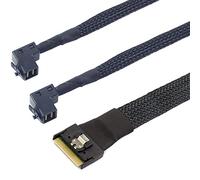 Allowish Mini SAS Slim SFF-8654 8i 4.0 To 2 Ports SAS HD SFF-8643 Connection Cable (0.5m,Black)