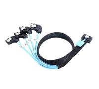 Allowish PCIE Interno Slimline Mini SAS MCIO SFF-8654 4I 38P a 4X SATA ángulo Izquierdo Cable de Disco Duro (0.8m)