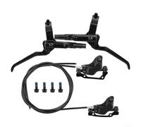 Alloy 6061 Kit de freno de disco hidráulico para bicicletas de montaña con pinzas de 4 pistones y enrutamiento de línea de aceite delantero y trasero independiente (solo delantero)