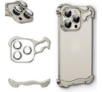 Alloy Armor for iPhone Case, Special-Shaped Metal Corner Pad Anti-Fall Case, Minimalist Protective Shock Absorption Aerospace Grade Aluminum Shells, for iphone 12 13 14 15 16 (iphone12PROMAX,Gray)