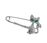 Alloy Pin Sweater Cardigan Set Vintage Crystal Breastpin Creative Rhinestones Brooches Practical Lovely Cat Brooch for Women Girls (Gold)