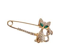 Alloy Pin Sweater Cardigan Set Vintage Crystal Breastpin Creative Rhinestones Brooches Practical Lovely Cat Brooch for Women Girls (Gold)