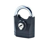 Alloy Steel Alarm Key Padlock,Rust-Proof and Cut-Proof,Used for Warehouse Garage Fence Lock,3 Keys,71x101mm(Black)
