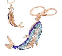 Alloy Whale Keychain, Key Ring Charm, 3.94x1.97 inches, Sparkling Whale Shaped with Rhinestones, Cute Bling Jewelry Accessory for Girls, Women, Mom, Wife, Girlfriend, Handbag Pendant Backpack