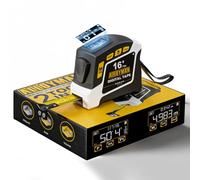 Alloyman Cinta métrica digital 2 en 1, 16 pies de longitud, 6 opciones de unidad, 4 modos de medición, almacena 50 registros, bloqueo automático con gancho magnético, impermeable y resistente a caídas