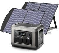 ALLPOWERS R1500 generador solar con 2 x 100W paneles solares plegables, 1152Wh LiFeP04 batería, 2 x 15W carga rápida inalámbrica, función UPS, 1500W entrada máxima, camping, al aire libre