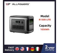 Estación de Energía Portátil ALLPOWERS R1500 LITE, Batería LiFePO4 de 1056 Wh, Generador Solar con Panel Solar de 100 W 200 W para Exteriores y Vehículos Recreativos 1600W with 2x SE200W