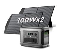 ALLPOWERS R1500 LITE Estación de Energía Solar con UPS <15ms, 1600W/1056Wh, Carga Rápida MPPT 650W, Para Emergencias Hogar y Exteriores (R1500 LITE+SP027*2-100W)