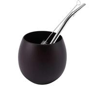 ALLRAM Yerba de Madera Calabaza Mate Set de té Hecho a Mano Madera Natural Café Agua Mate Taza con Cuchara Paja Bombilla Cepillo 200ML (Profundo)