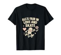 All's Fair in Love and Skate Retro Skateboard Gráfico Camiseta