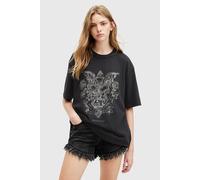 AllSaints Covenant Emb Crew Washed Black Talla: XS | Camisetas de Seda Outlet | Mujer | Negro