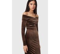 AllSaints Delta Velvet Dress Bitter Brown Talla: 8 | Vestidos Midi Outlet | Mujer | Marrón