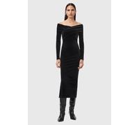 AllSaints Delta Velvet Dress Black Talla: 10 | Vestidos Midi Outlet | Mujer | Negro