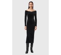 AllSaints Delta Velvet Dress Black Talla: 12 | Vestidos Midi Outlet | Mujer | Negro