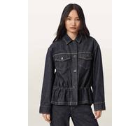 AllSaints Denby Peplum Trucker Raw Indigo Blue Talla: 6 | Chaquetas Vaqueras Outlet | Mujer | Azul