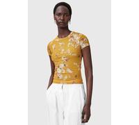 AllSaints Ellie Mesh Tee Armada Deep Yellow Talla: 2 | Camisetas de Seda Outlet | Mujer | Amarillo