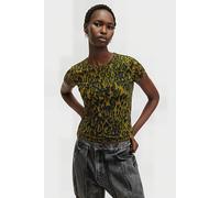 AllSaints Ellie Mesh Tee Teresa Khaki Green Talla: 2 | Camisetas de Seda Outlet | Mujer | Marrón