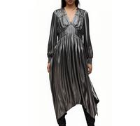 AllSaints Estelle Metallic Dre Gunmetal Grey Talla: 34 | Vestidos Midi Outlet | Mujer | Gris