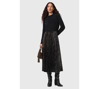 AllSaints Evia Dress Black/fango Green Talla: L | Vestidos Midi Outlet | Mujer | Verde