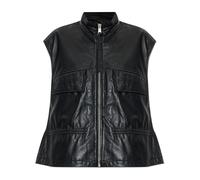 AllSaints - Flor Chaleco de Cuero de Corte Relajado - Jackets - Mujer - Negro - 3XS -