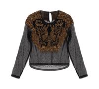 AllSaints- Greta Butterfly Embellished Top- Blouses & Shirts- Mujer- Negro- S- Greta Butterfly Embellished Top