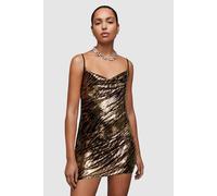 AllSaints Haddi Tiger Seq Dres Gold/black Talla: 12 | Mini Vestidos Outlet | Mujer | Amarillo