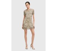 AllSaints Hania Emb Dress Ecru White Talla: 12 | Mini Vestidos Outlet | Mujer | Marrón