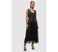 AllSaints Laia Emb Dress Black Talla: 10 | Vestidos Midi Outlet | Mujer | Negro