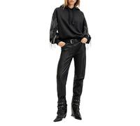 AllSaints Lennon Tassel Hoody Washed Black Talla: S | Sudaderas con capucha Outlet | Mujer | Negro