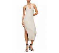 AllSaints Lexi Halter Dress Oyster Silver Talla: L | Vestidos Midi Outlet | Mujer | Gris