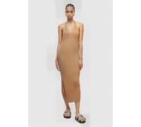 AllSaints Lexi Halter Dress Praline Metallic Talla: L | Vestidos Midi Outlet | Mujer