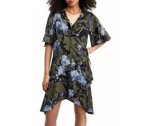 AllSaints Meagan Batu Dress Deep Khaki Green Talla: 4 | Vestidos Midi Outlet | Mujer | Marrón