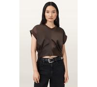 AllSaints Mira Satin Tee Torte Brown Talla: S | Blusas Outlet | Mujer | Marrón