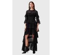 AllSaints Nat Ruffle Dress Black Talla: 8 | Vestidos maxi Outlet | Mujer | Negro