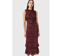 AllSaints Nyla Dress Tawny Port Red Talla: 8 | Vestidos Midi Outlet | Mujer | Marrón