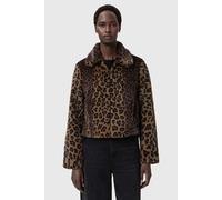 AllSaints Saye Faux Fur Jacket Leopard Brown Talla: S | Cazadoras Cropped Outlet | Mujer | Marrón