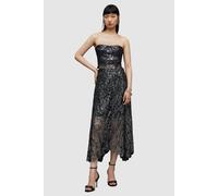AllSaints Siena Broderie Corse Gunmetal Grey Talla: 10 | Faldas Midi Outlet | Mujer | Gris